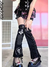 

Rockmore Gothic Bandage Buckle Stocking Butterfly Print Stockings 2000s Dark Academic Long Knee Socks Women Grunge Fairycore