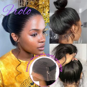 Peluca de cabello humano liso color negro con encaje frontal 360 HD 1