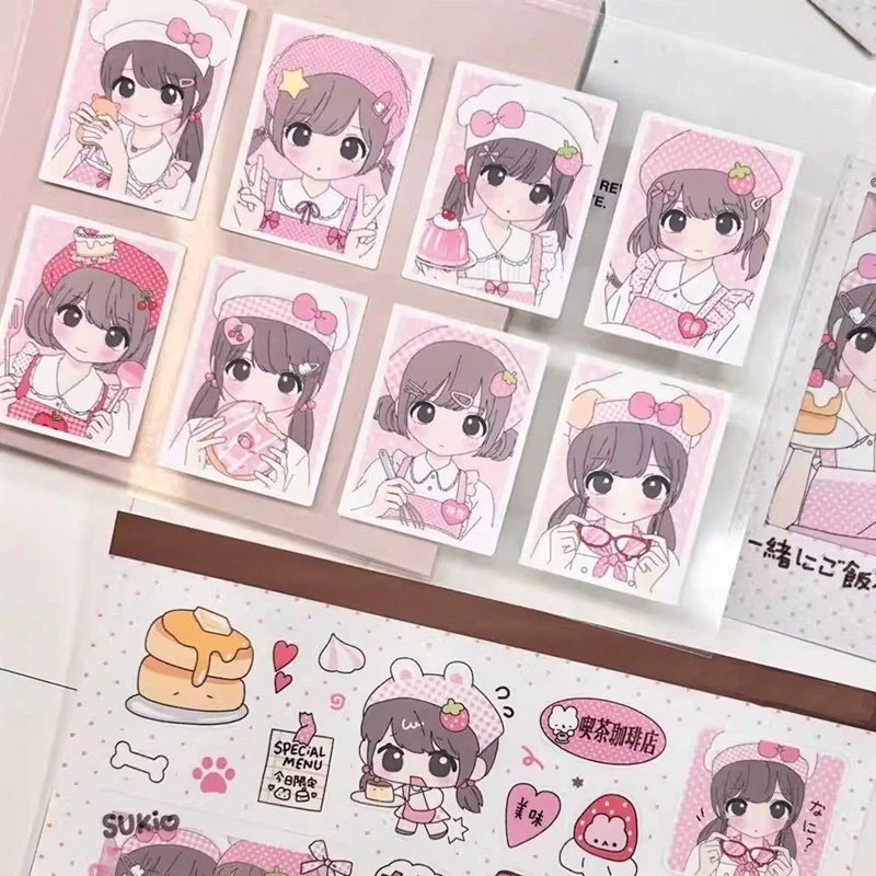 4개/세트 귀여운 도넛 소녀 스티커 (휴대폰, 카메라, 여행 가방, 저널용) 카와이 데코레이션 스티커 선물