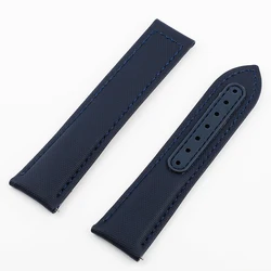 Waterproof Sailcloth Watch Band - Beige, Gray, Green, Black with Quick Release & Folding Buckle - 22mm (Blue)