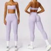 Gym Manufacturer Summer Workout Yoga Suit Set Running Tight Sports Set Women's High Waist Fitness Bra yoga pants leggings Suit 2