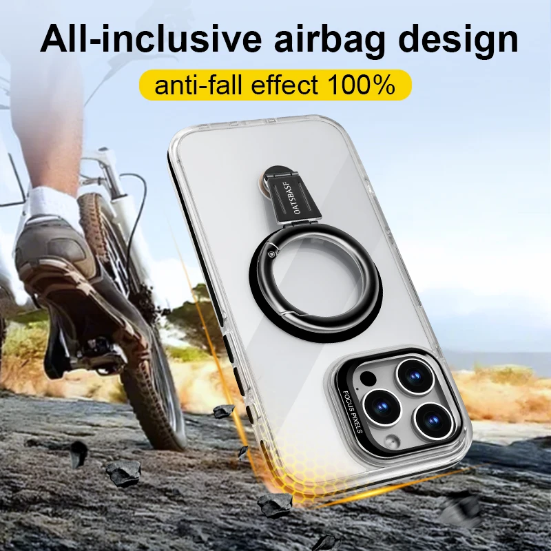 Eary for iPhone 16 15 Pro Max Phone Case with MagSafe 360°Rotatable Magnetic Ring Kickstand Non-Yellowing Protective 16 15 Cover