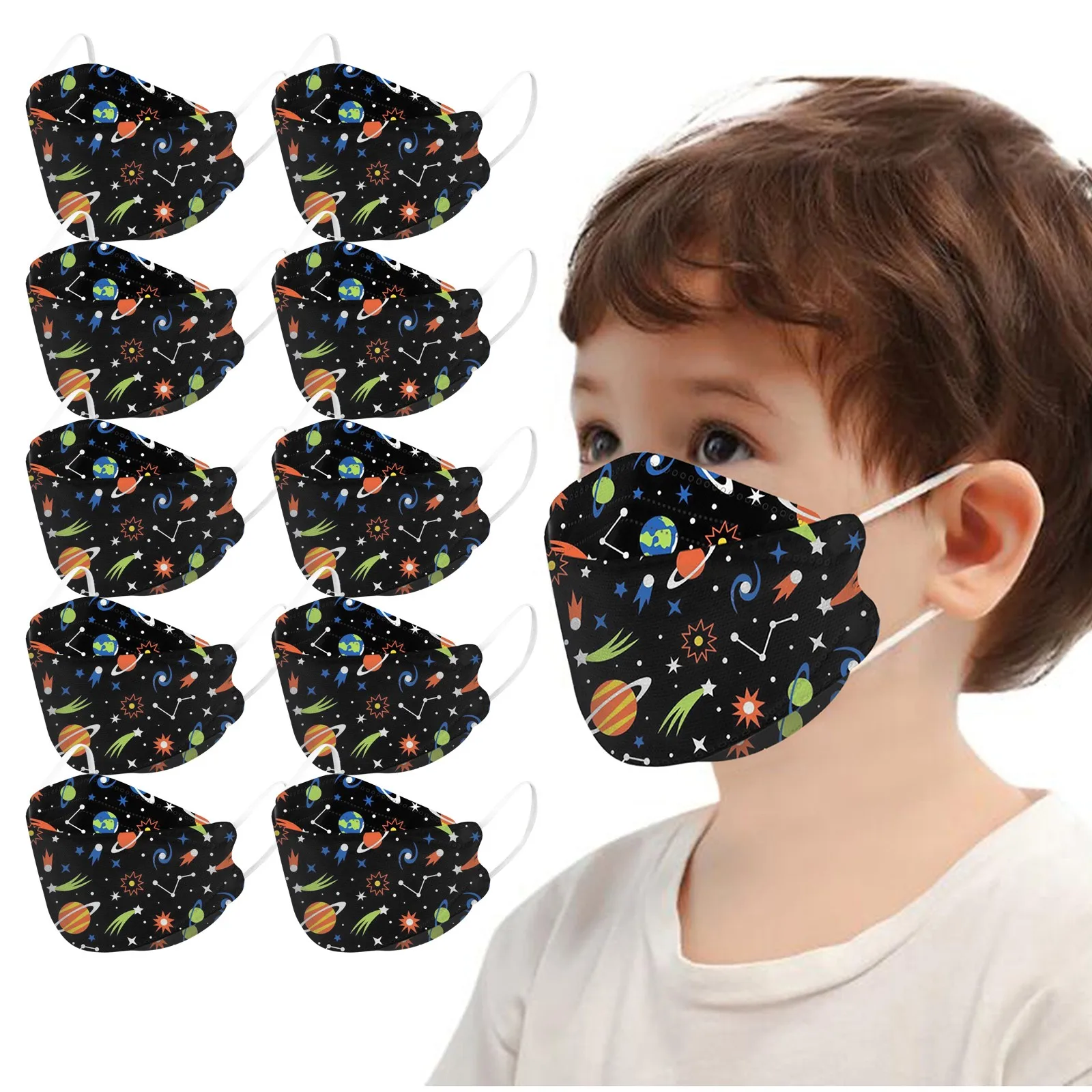 10 Pack Kids Cartoon Print Disposable masque Protective Fabric 4 Layer 3D маска mascarilla Monder Scarf Halloween Cosplay MasK