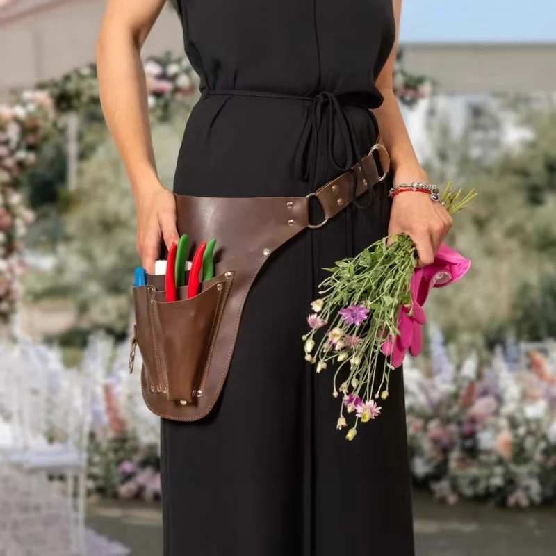 Adjustable PU Leather Garden Tool Storage Apron with Multi-Pocket Design
