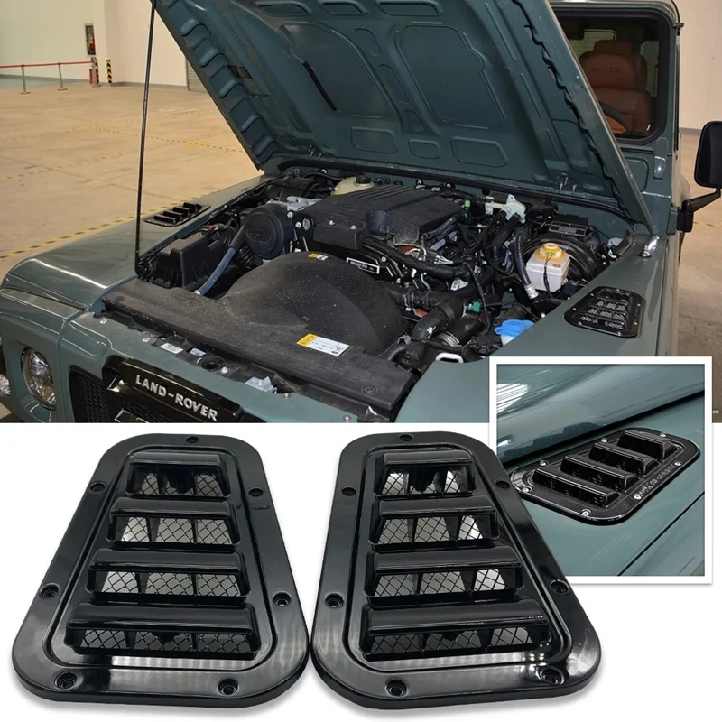 

Car Front Engine Hood Bonnet Side Trim Cover Air Outlet Flow Intake Scoop Vent Snow Cover For Land Rover Defender 04-19
