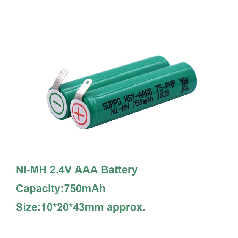 Rechargeable nickel metal hydride batteries 2.4V 750mAh AAA 2S NIMH Battery Pack for Philip Electric Shaver