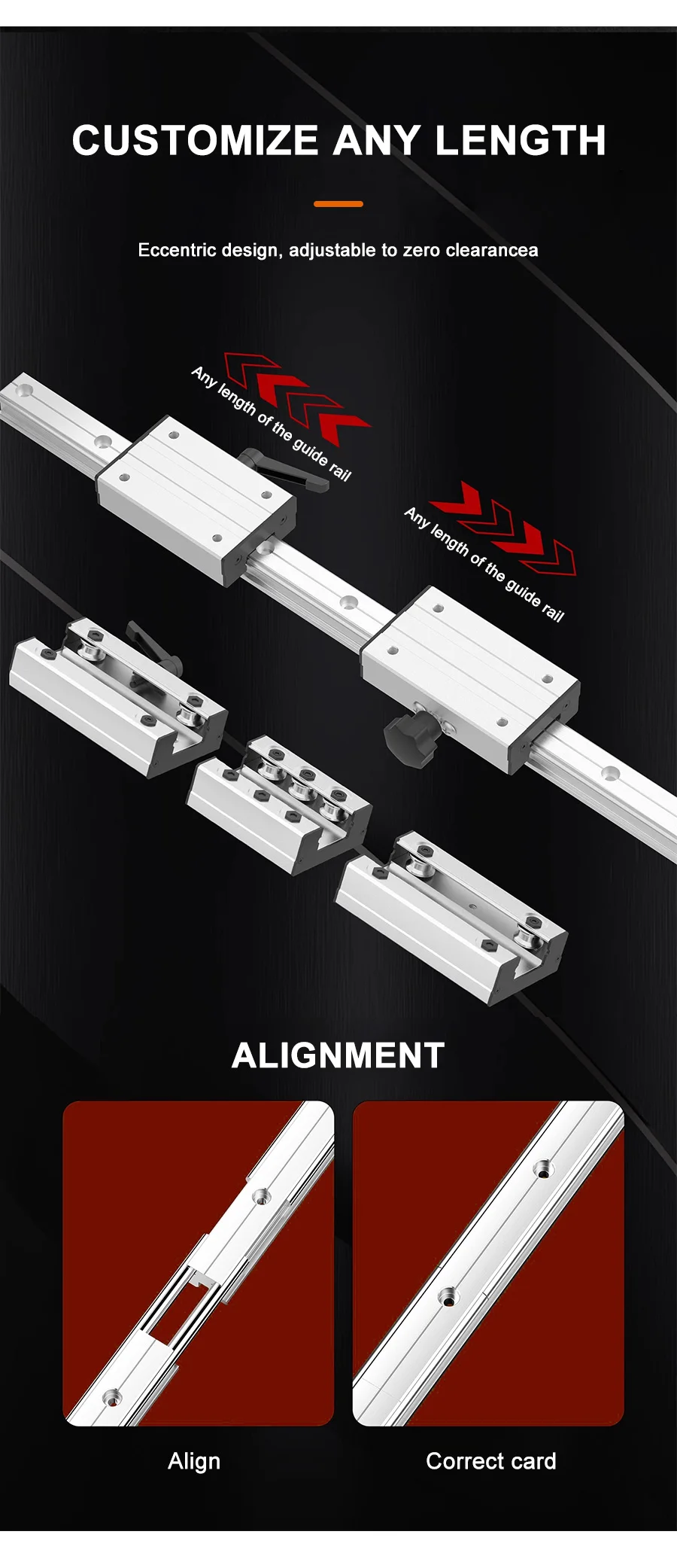 LGD Externe zweiachsige lineare Führungsschiene mit Verriegelung, quadratische Schiene, Hochgeschwindigkeits-Rollenschlitten, 150 mm–1600 mm, LDG6, LDG8, LDG12, LDG16 – Detail 5