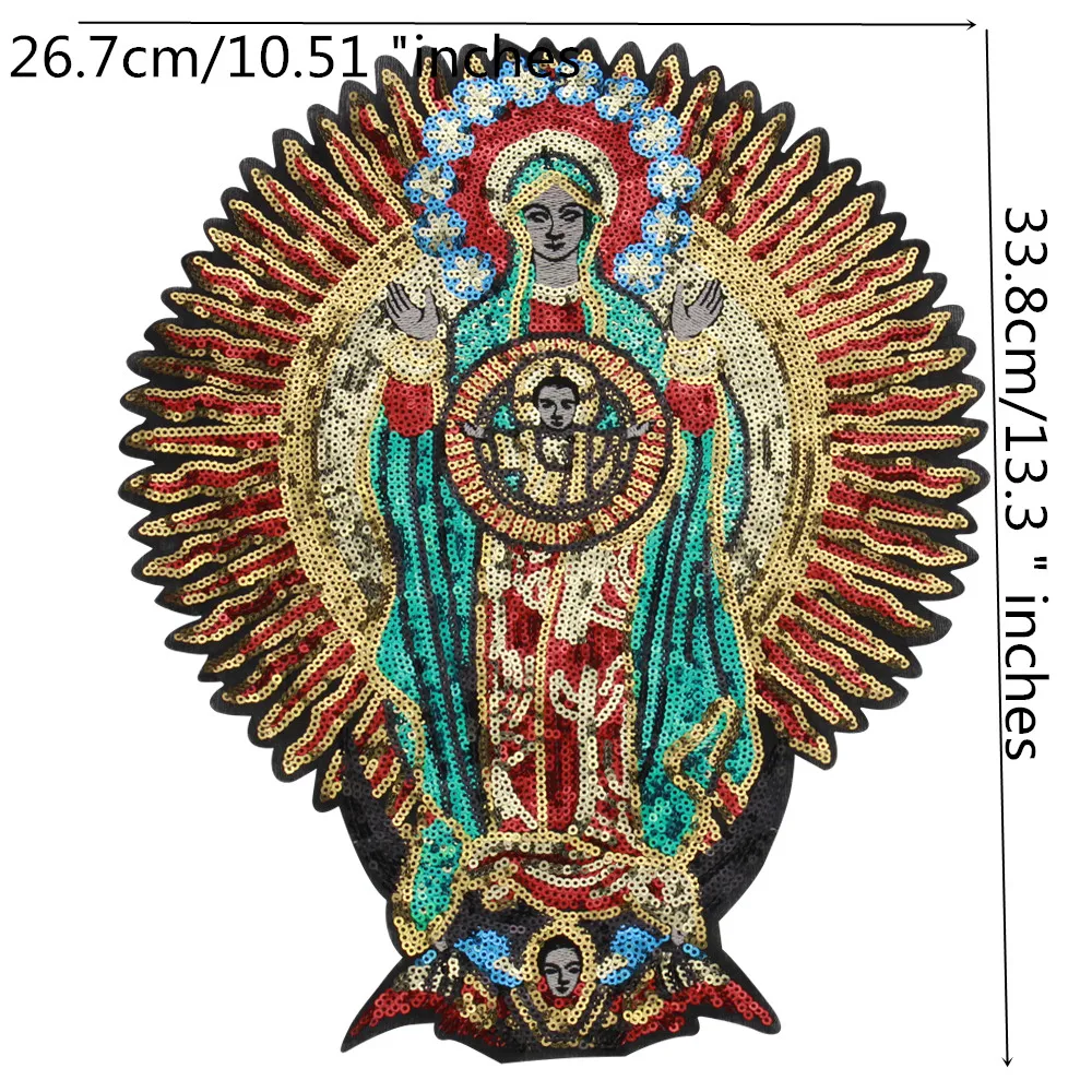 Tassel Badge Apparel Virgin Mary Rhinestone Cross Heart Beaded Tassel Patch  - DIY Sewing Applique For Clothing Decor Virgin Mary Rhinestone Cross Heart  Applique