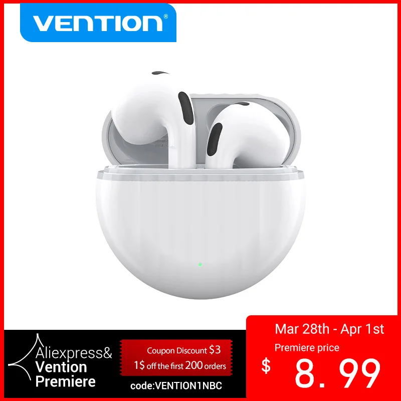  Vention Bluetooth 5,1 наушники SBC/AAC TWS Ture беспроводные наушники USB-C стерео шумоподавляющие наушники с микрофоном 