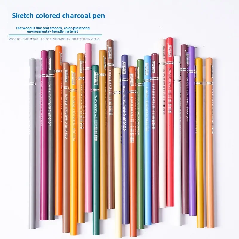 24 Color Charcoal Pen Set for Art Students, Sketching and Sketching, Brown Coffee Color, Black White Charcoal Pen