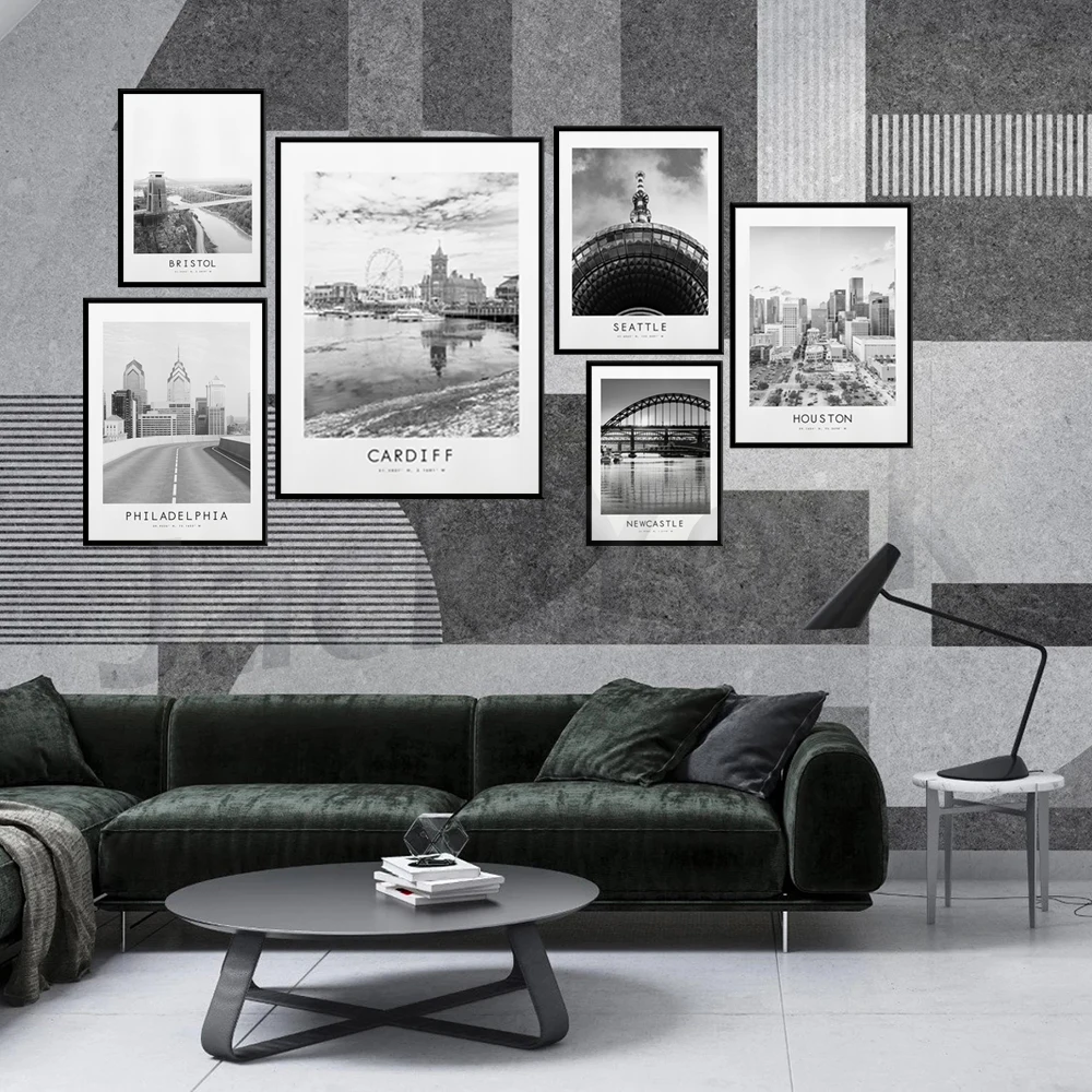 Verona,Birmingham,Leeds,Cardiff,Sheffield,Bristol,Philadelphia,San Diego City Poster Print - Black and White City Print