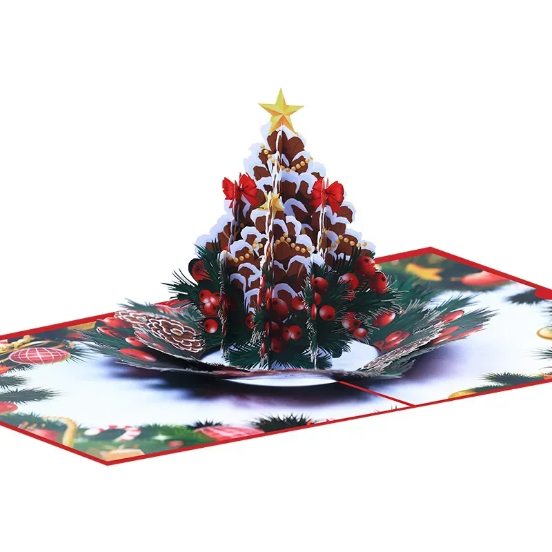 1 pcs 3D Christmas Pinecone Christmas Card Creative Activity Gift Festival Sending Friends Blessing Cards