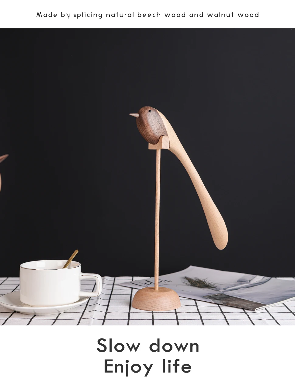 Nordic Wooden Lovebird Figurine Decor