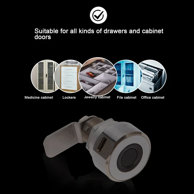 Smart Fingerprint Drawer Lock Metal Furniture File Cabinet Shoe Cabinet Letter Box Safe Lock Fingerprint Drawer Lock 5