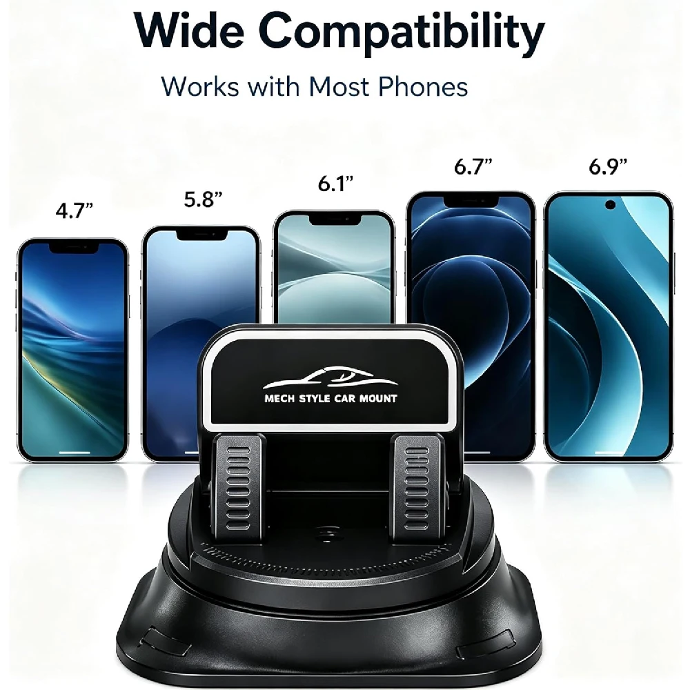 Universal One-Hand Operated Rotating Phone Stand with Non-Vibration Double Layer Holder
