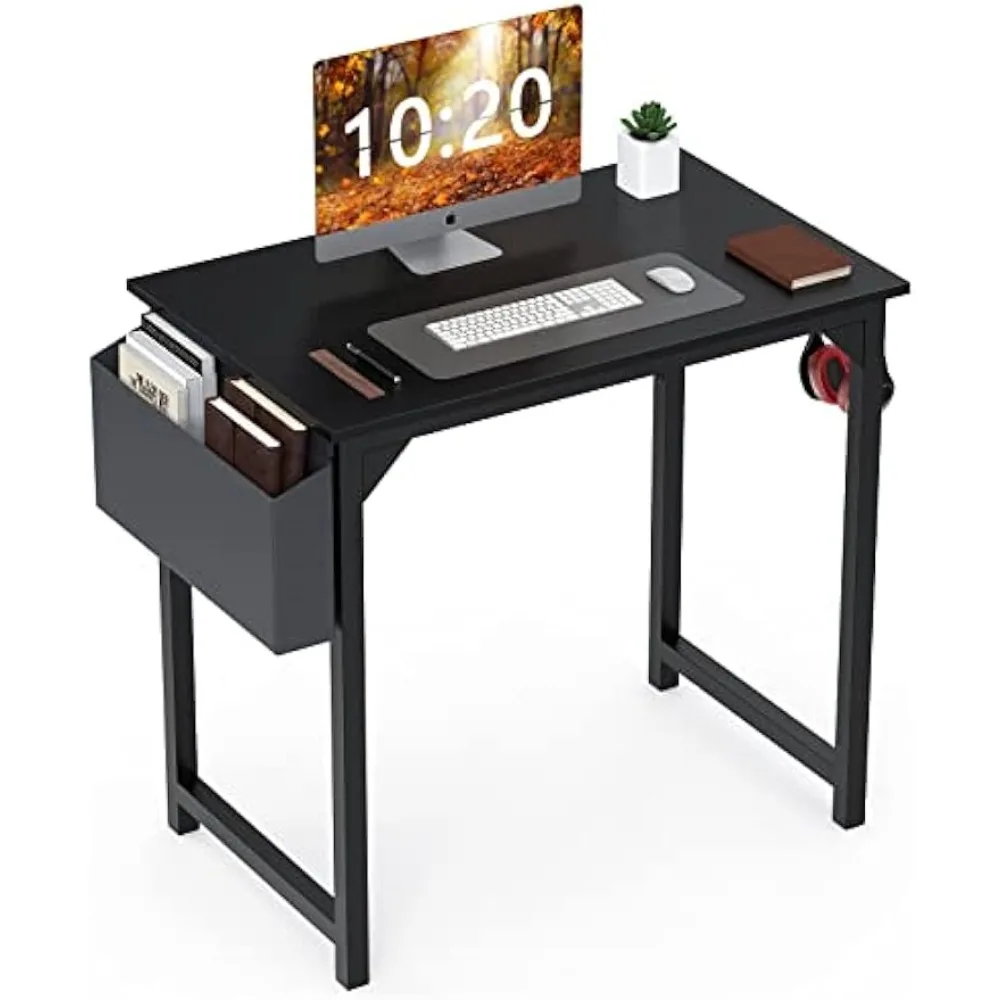 Sweetcrispy Computer 31 Inch Writing Office Small Space Desk Study Modern Simple Style Work Table with Storage Bag Headphone usb c to 3 5mm headphone