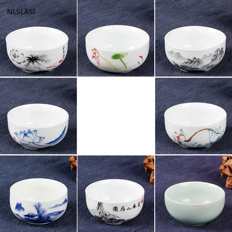 6pcs/set Chinese Tea Cups Porcelain Celadon Fish Teacup Set Loose Leaf Teapot Drinkware Oolong Ceramic China Tea Set Accessories