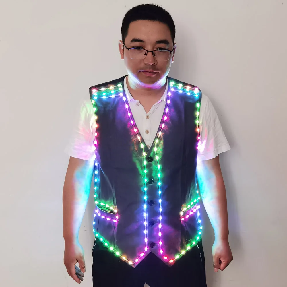 다채로운 Led 빛나는 조끼 볼룸 의상 재킷 DJ 가수 댄서 공연자 무대 착용 웨이터 옷