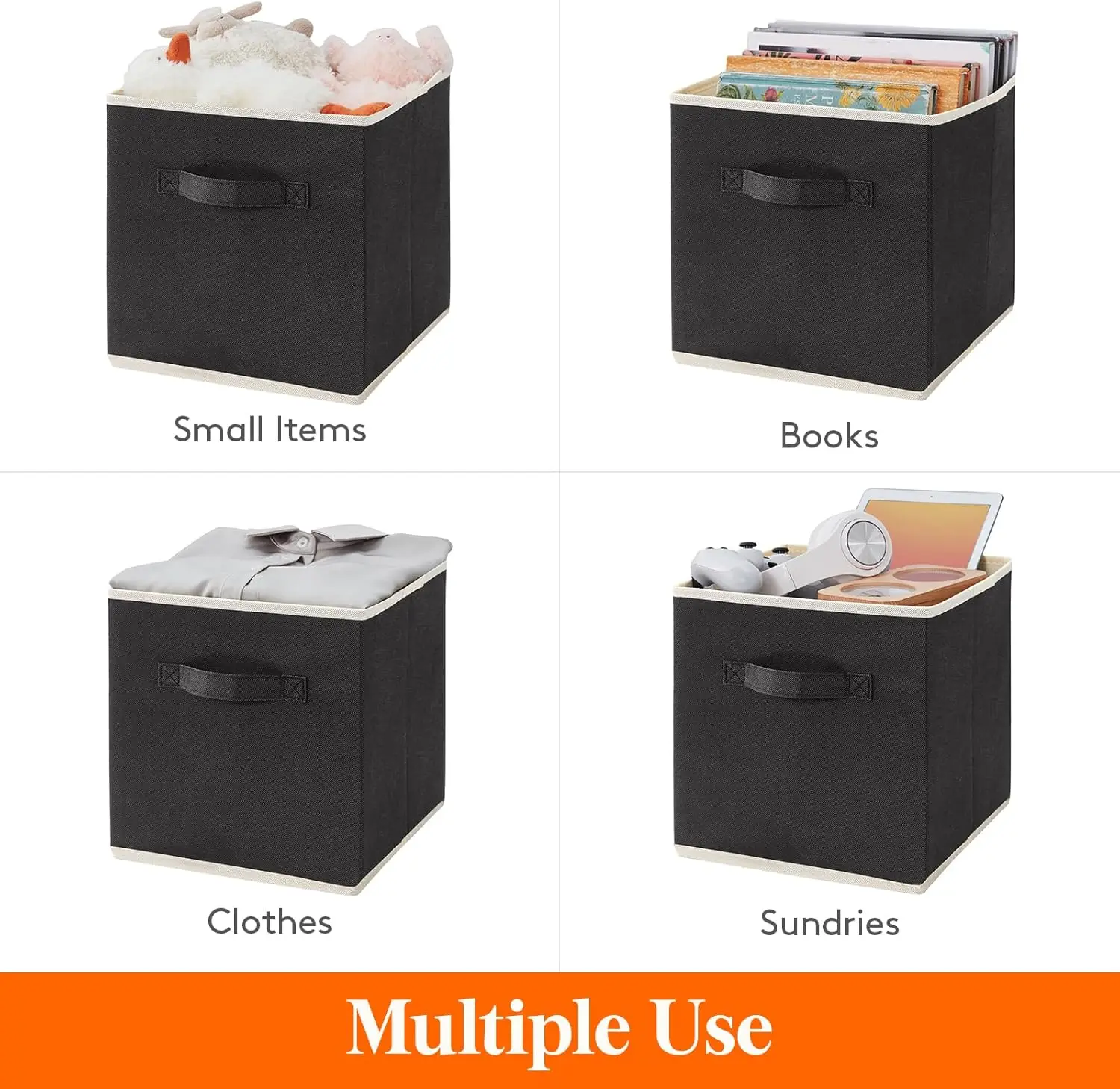Cube Storage Bins, Foldable Decorative Fabric Storage Baskets for Organizing Home Organizers with Handles for Shelves 4