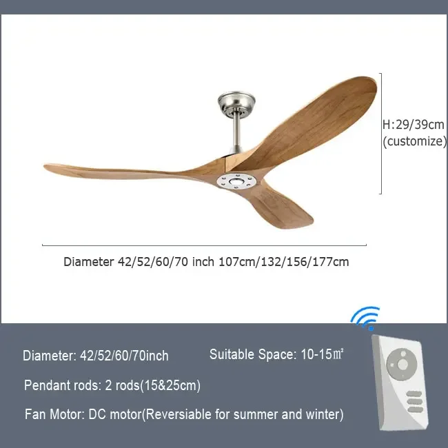 Luxury Natural Wooden Ceiling Fan Home Decorative Pendant Fan With Lamp Reversible Motor Suitable for Summer and Winter 6