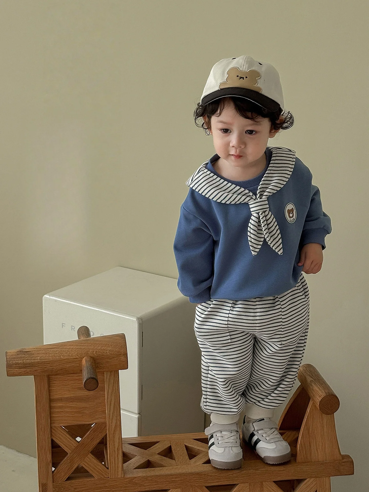 Boys Autumn Hoodie Set Sailor Collar Full Length Pants