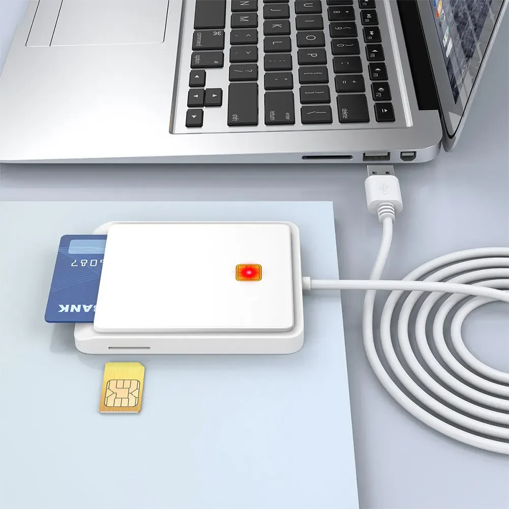 White USB Smart Card Reader for ID Bank SIM Card Cloner