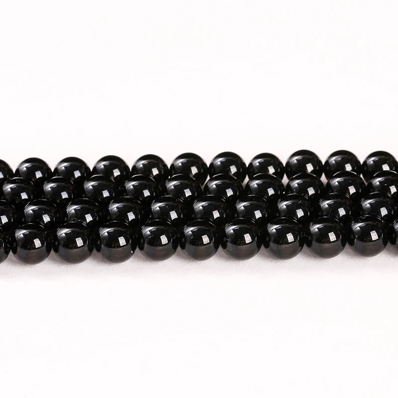 Natural Stone Bead Black Tourmaline Round Loose Spacer Gemstone 4 6 8 10 12mm For Jewelry Making Diy Bracelet Necklace Accessory 5