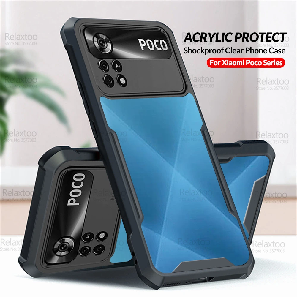 אקריליק חזרה ברור מקרה עבור Xiaomi Poco X4 פרו 5G Pocco M4 פרו 4G M X 4 NFC pocox4 PocoM4 מצלמה עמיד הלם קשיח מחשב כיסוי Coque