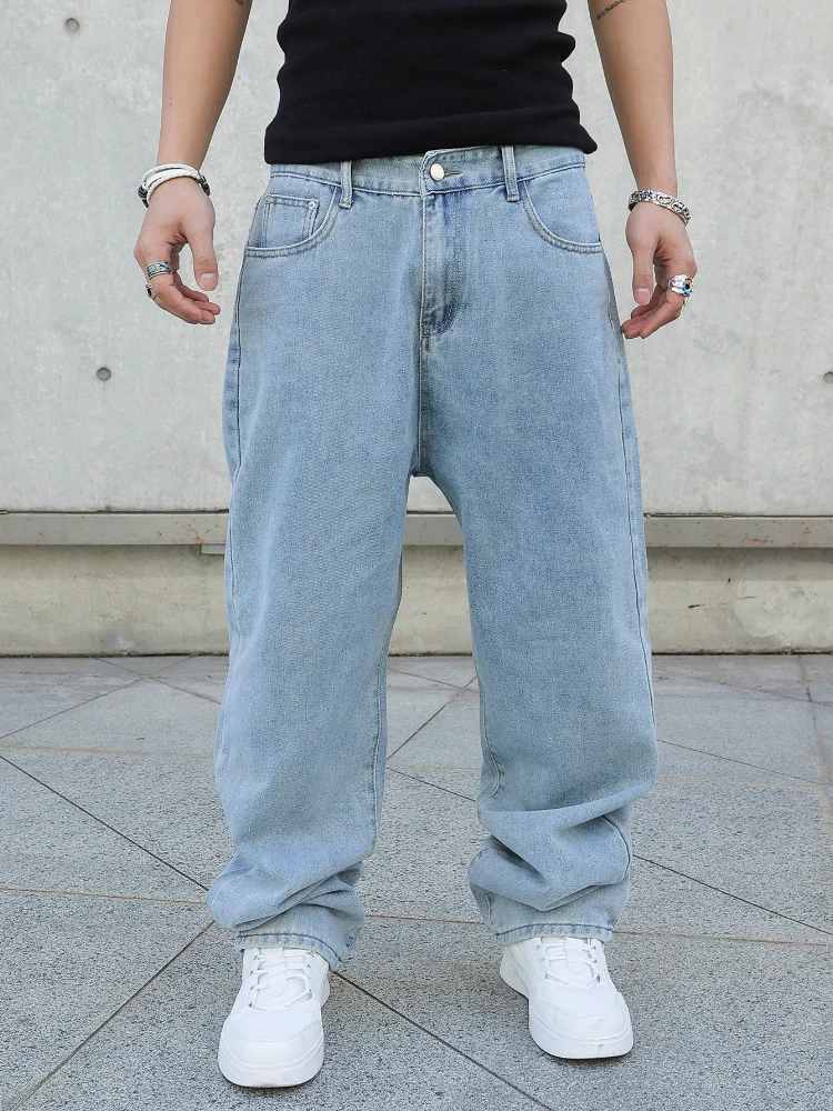 Lente Herfst Mannen Baggy Jeans Oversize Rechte Losse Casual Denim Broek Effen Kleur Streetwear Mode Y2k Wijde Pijpen Broek