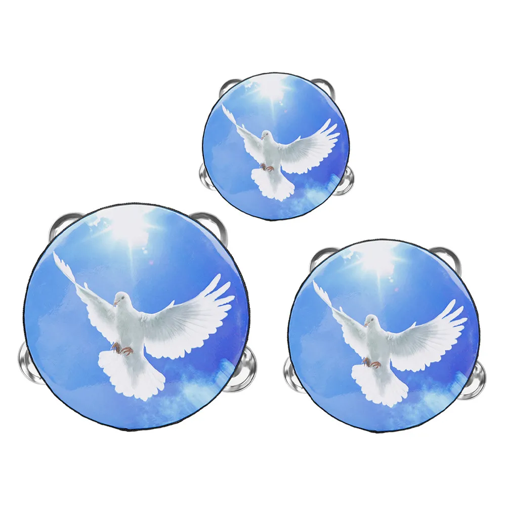 3Pcs 어린이 핸드 드럼 탬버린 타악기 뮤지컬 재미있는 경량 휴대용 어린이 음..