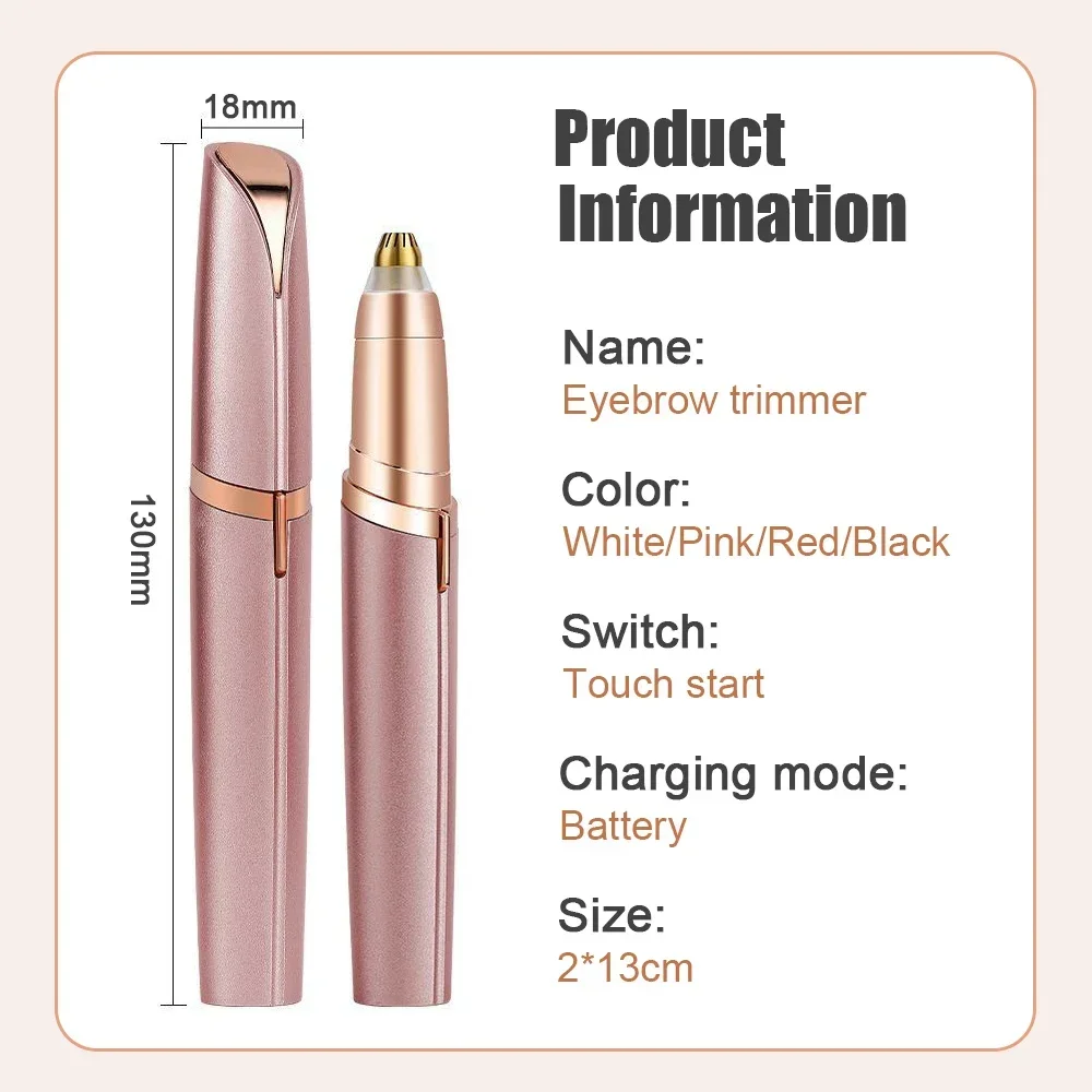 2pcs Eyebrow Trimmer Women's Eyebrow Pencil Shaver Mini Portable Hair Removal Machine Eye brow Shaper Razor Body Face Beauty 6