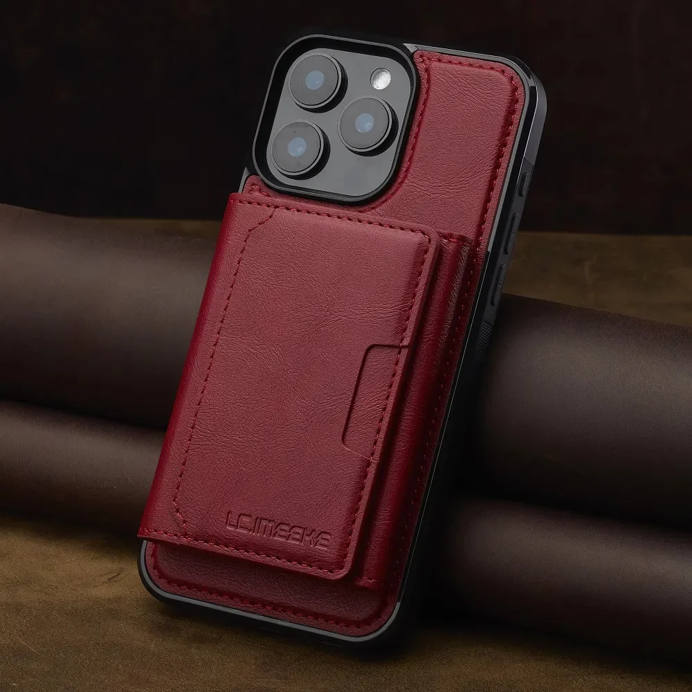 Detachable Wallet Case For iPhone 16 Pro Max 15 14 Plus 13 12 11 XS XR X 7 8 SE 2022 2020 2024 For MagSafe Cards Holder Cover