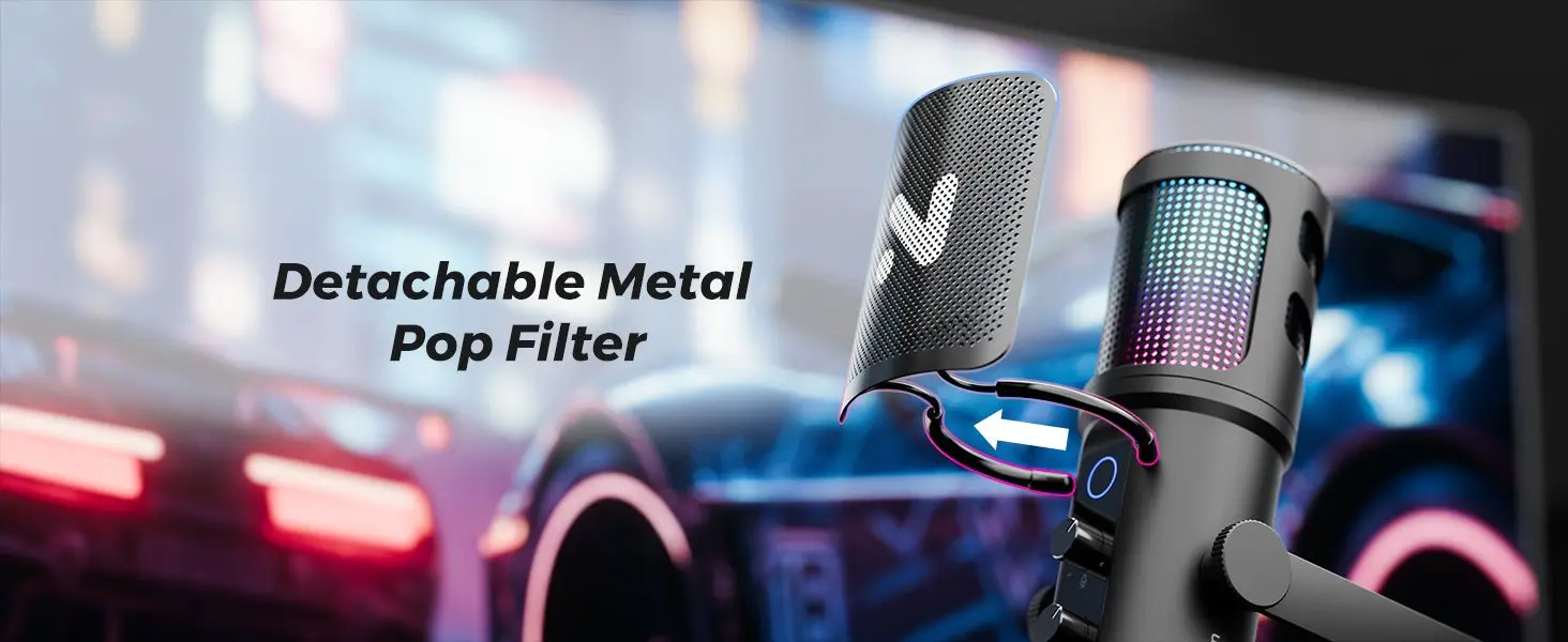 NearStream USB/XLR Condenser Gaming Microphone with 8 RGB Modes Lighting, Noise Cancelling Desktop for Streaming on PC/PS5/Mac