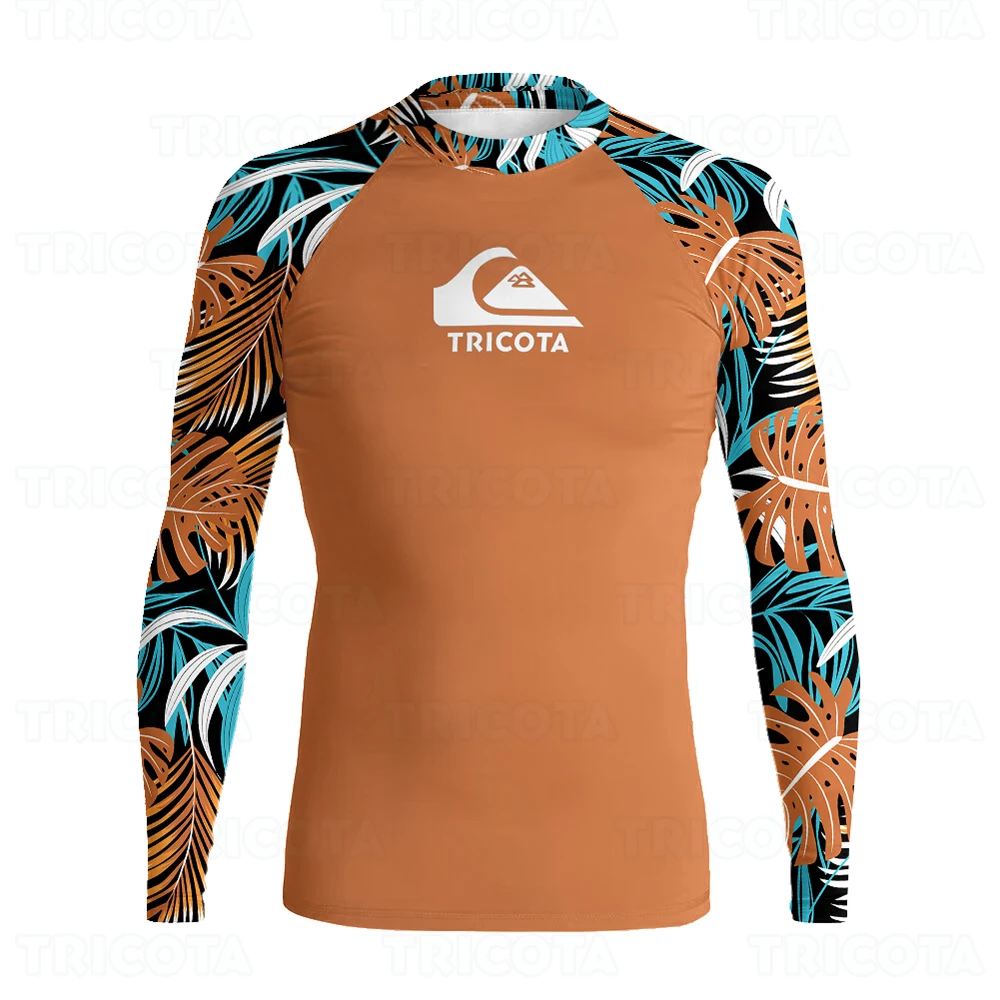 Men's Surfing Swimming Diving T-Shirts Tight Long Sleeve Rash Guards Swimwear UV Protection Surf Clothing Beach Floatsuit Tops