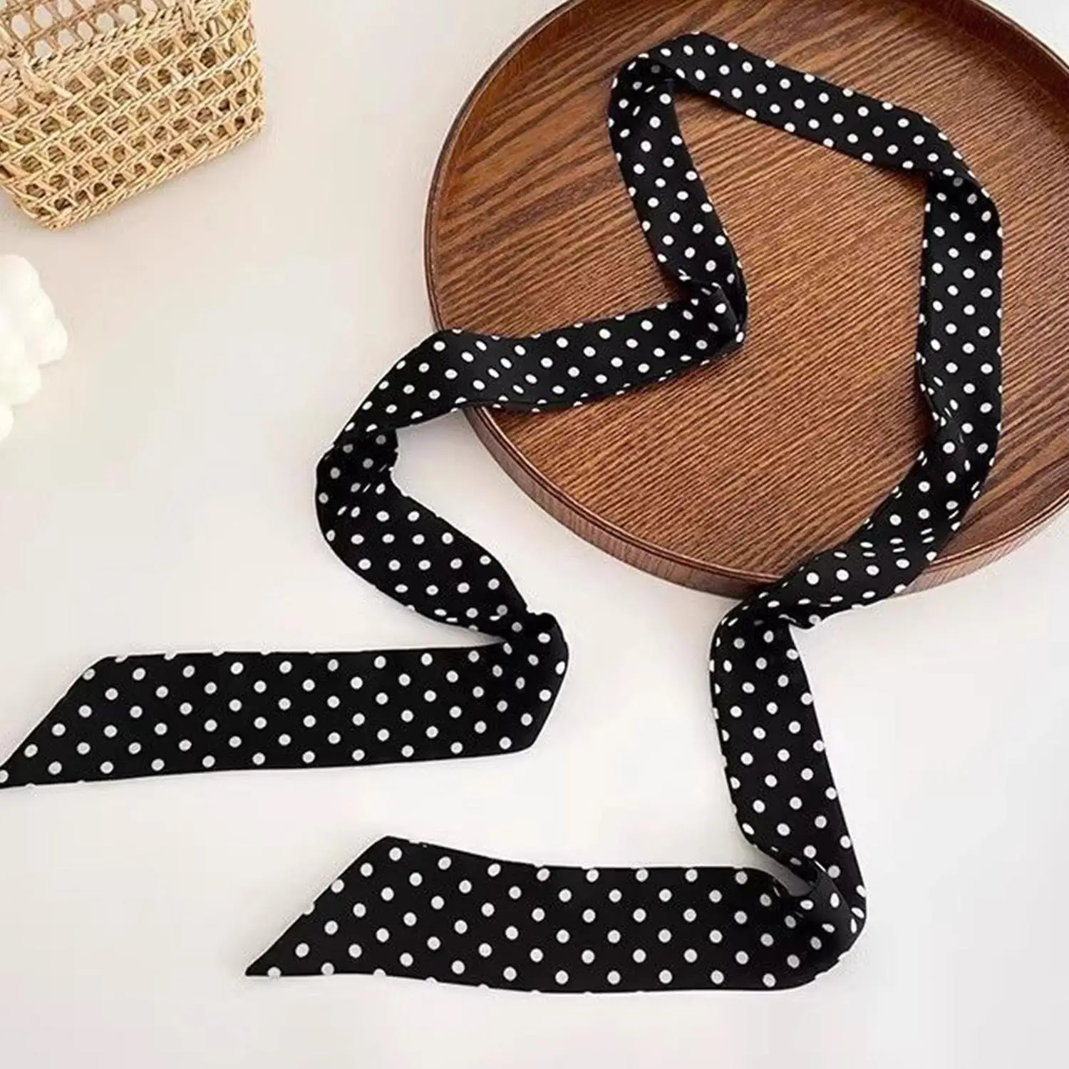 Korean Style Polka Dot Scarf Ins Style Ribbon Headband Long Scarf Neckerchief 4*150CM Vintage Chiffon Narrow DIY Decorative