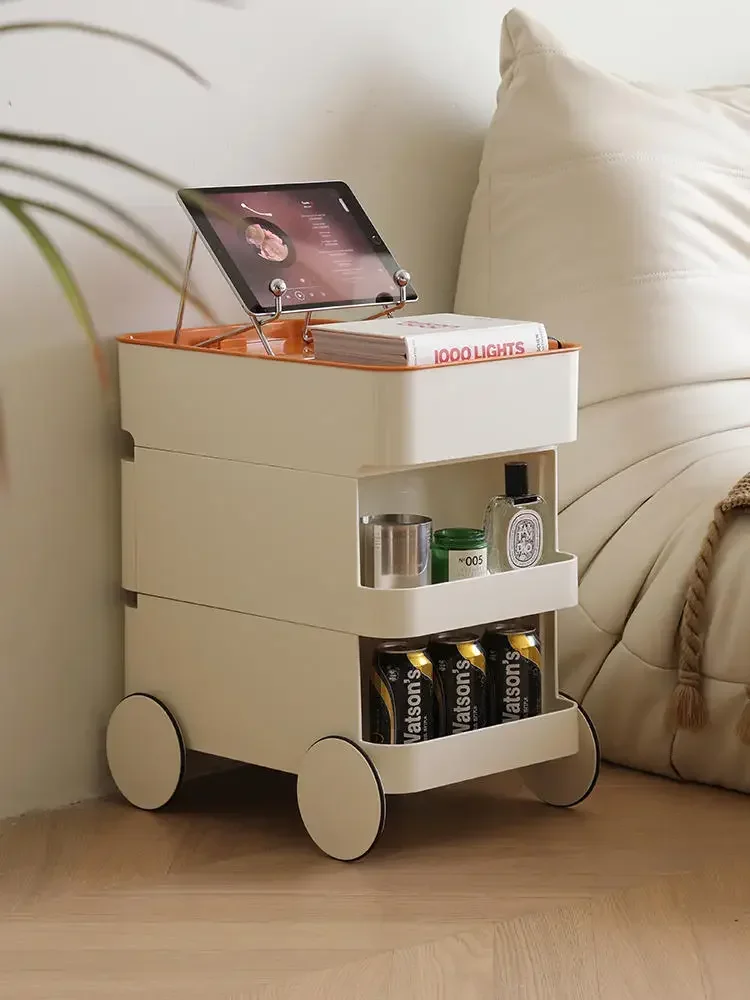 Movable Storage Cabinet Plastic Chest Of Drawers Home Cart Living Room Sofa Sideboard Bedside