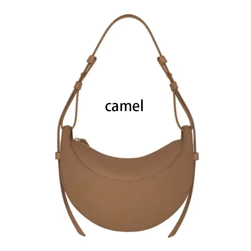 Modische Echtleder Damen Schultertasche, Halbmondtasche, Nischendesign Reißverschluss Schulter-Umhängetasche – Detail 5