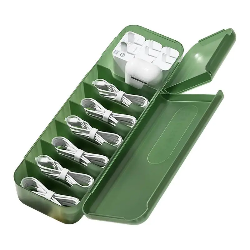 Data Cable Storage Box Letter Print Cable Charger Organizer Electronic Accessories Case For Desk Drawer Cord Storage Headset