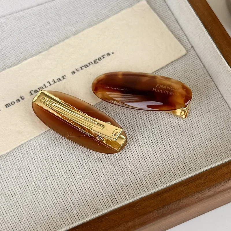 Clip laterale ovale piccola stile francese Elegante fermaglio per capelli con frangia Forcina da donna Retro fermaglio per capelli corto Copricapo Accessori per capelli - immagine 6