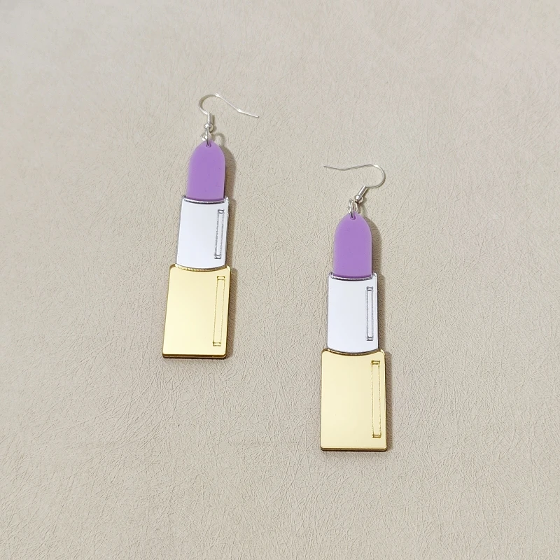 KUGUYS Lippenstift-Ohrringe für Damen, Vintage-Stil, Spiegel-Acryl-Schmuck, lässig, für Musikfestivals, Sommer-Accessoires – Detail 13