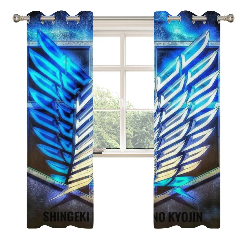 Wings of Liberty Attack on Titan Retro Shading Curtains  for Living Room Decoration Window Curtain 2 PC  2