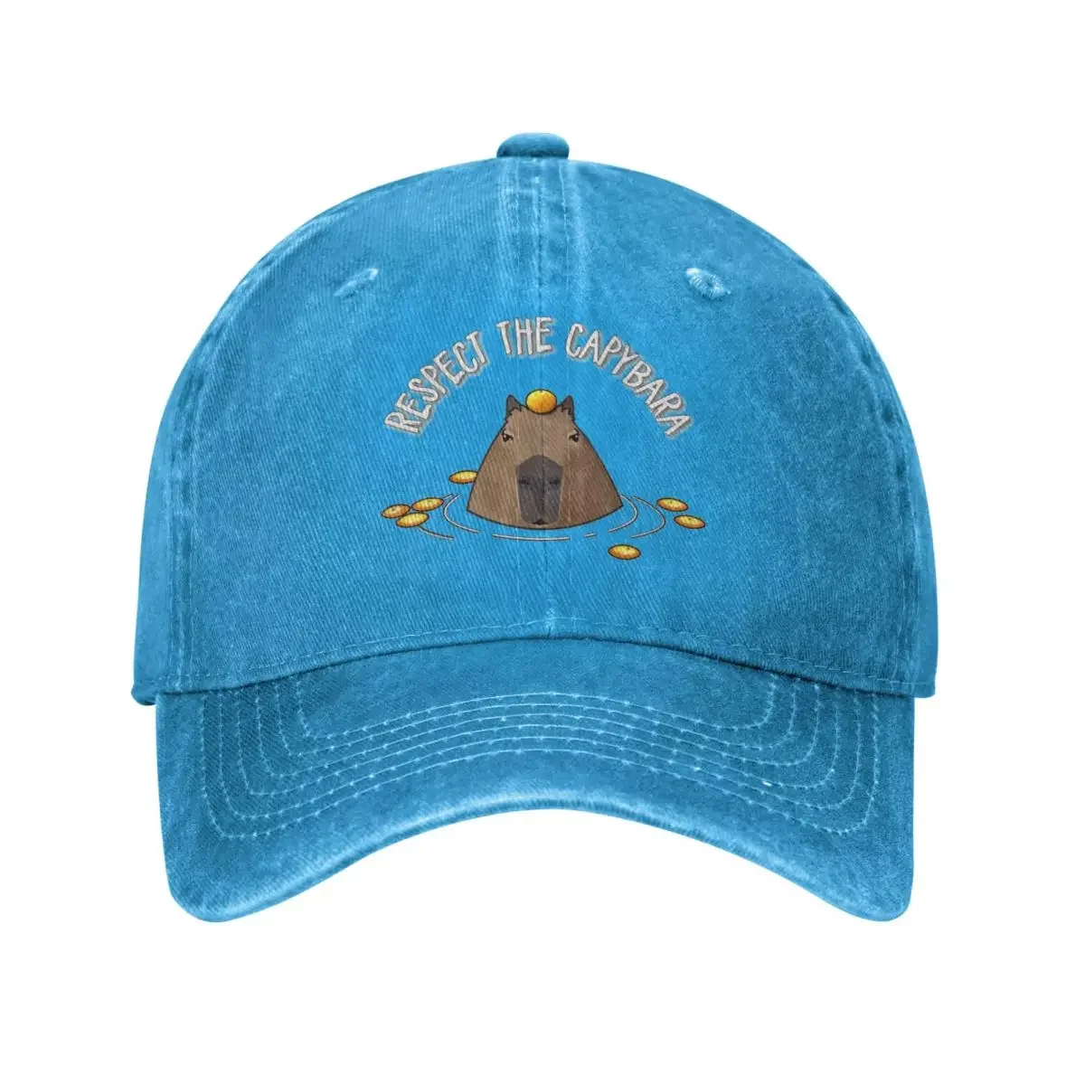 Respect The Capybara 야구 모자 액세서리 레트로 디스트레스드 데님 태양 모자 남여 스타일 야외 활동 선물 모자 모자