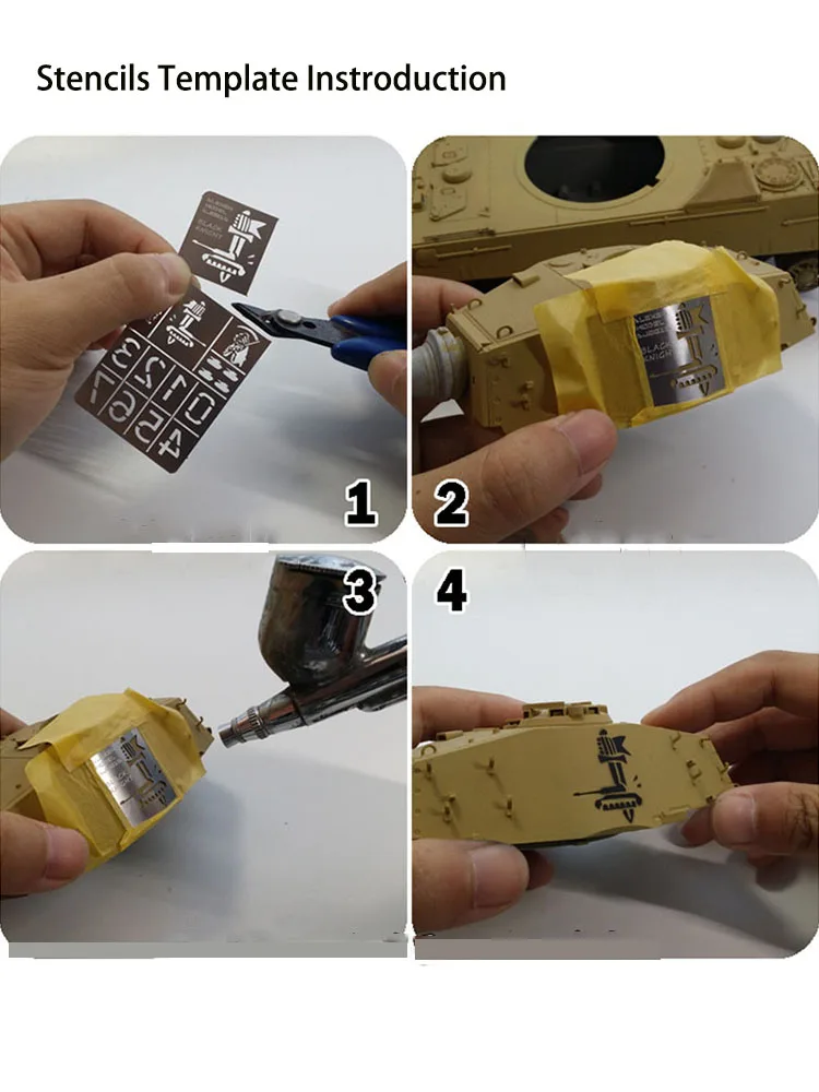 Military Tank / Vehicle Model DIY Letters / Numbers Hollow Spray PlateTool Stencils Template 1/32 1/35