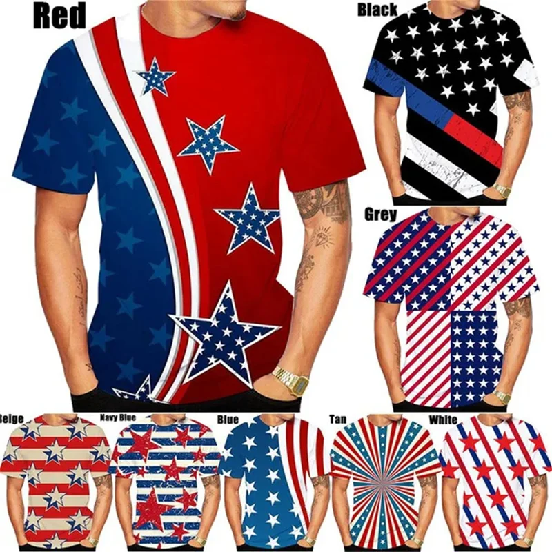 

New Summer 3D Printed America Flag Emblem T Shirt American Spiritual Totem Graphic T-shirts For Men Kid Fashion Vintage Clothing