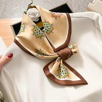 Luxury Spring Summer Ear Silk Scarf Women Striped Print Neckerchief Wrist Towel Korean Style Tie Bag Band Ladies Neck Scarf 2023 2