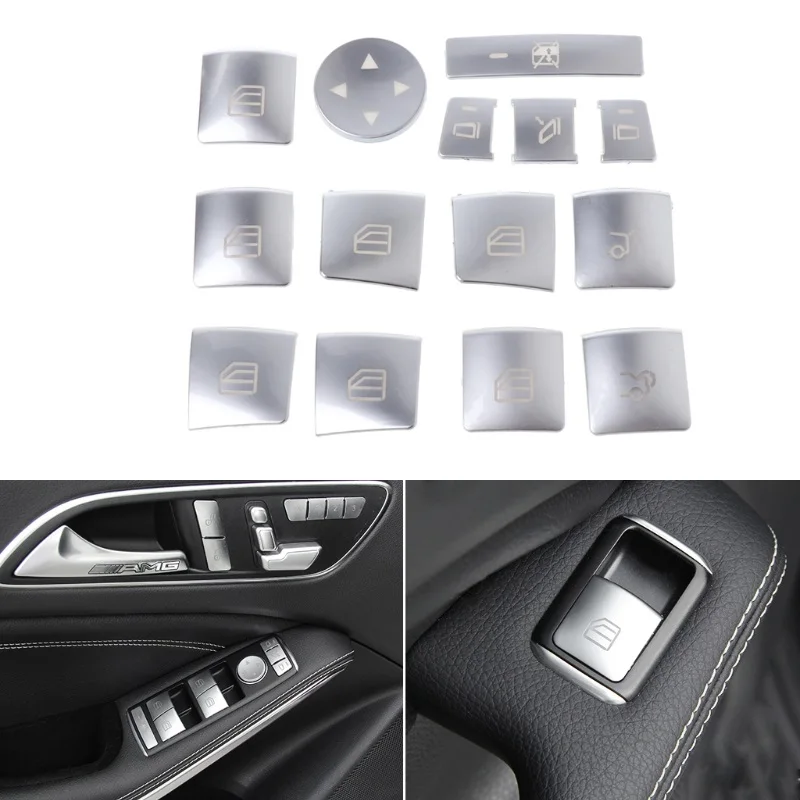 

Car Window Glass Lift Button Sticker For Mercedes Benz B C E Gla Cla Glk Gl Ml Gle Class