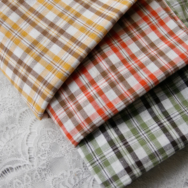 140x50cm Colored Plaid lattice Yarn-Dyed Cotton Fabric Shirt Dress Garment Material Home Decoration Cloth 180g/m