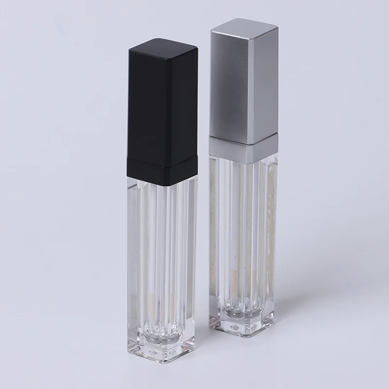 Empty Makeup DIY Lip gloss bottle Black/silver Square Lip Gloss Tube with LED Light mirror Labial glair bottle 7.5ml