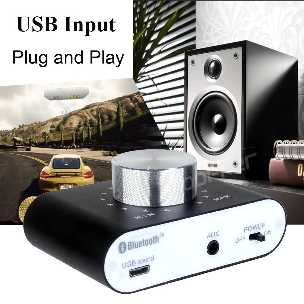 Woopker Digital Audio Amplifier HiFi Sound Amplifier TPA3116 Receiver Bluetooth 5.0 Car Mini Home Theater Sound System 50W*2