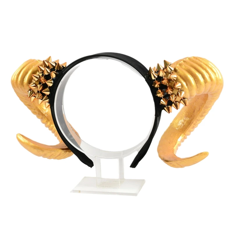 Carnival Halloween Golden Color Horns Headband Curved Horn Headpiece